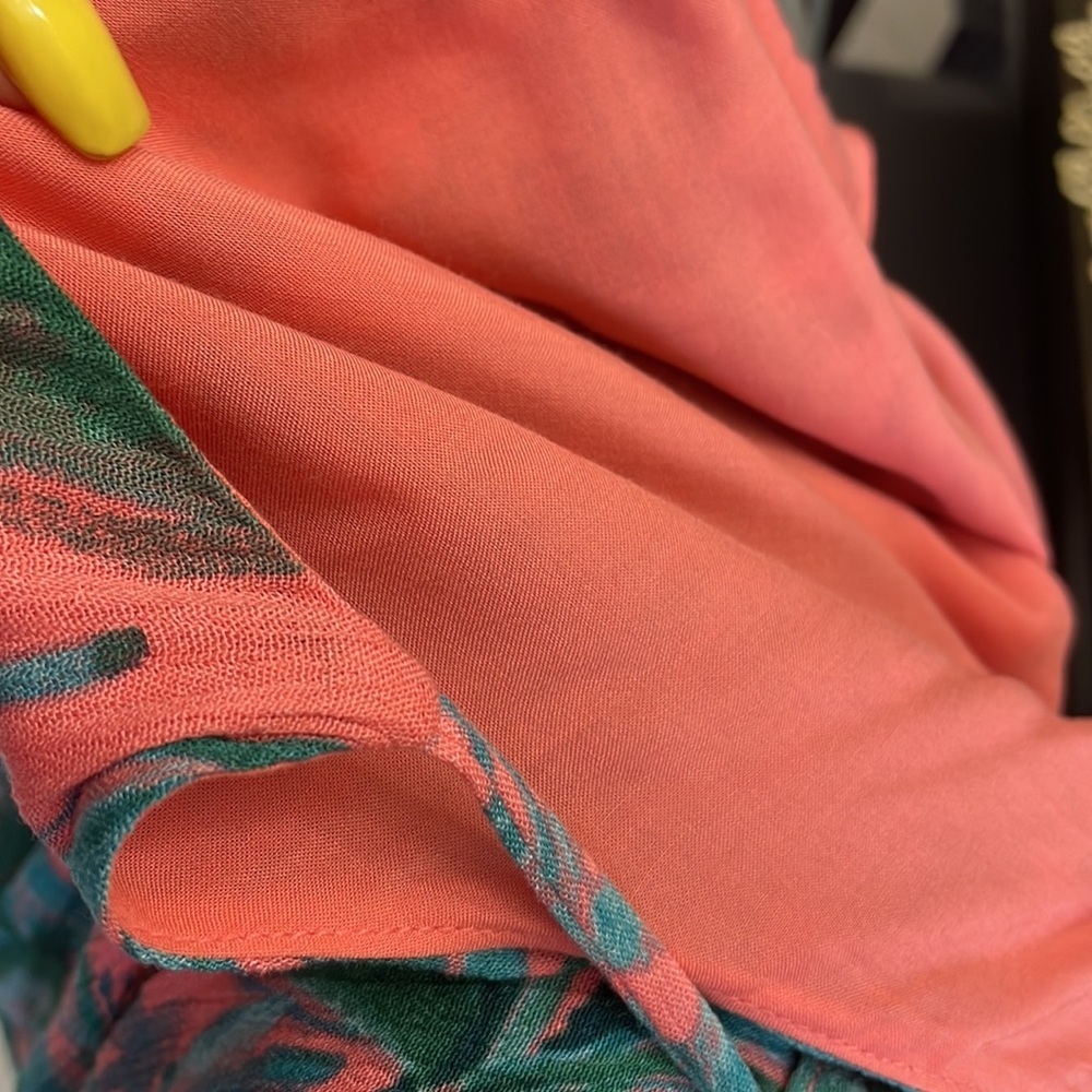 Cynthia Rowley tropical leaf gauze sundress attached wide tie belt relaxed fit 6 - Picture 11 of 13